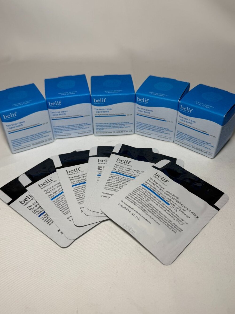Lot of Belif The True Cream Aqua Bomb 5x 10mL each 6x 3mL (65mL) Travel Size New